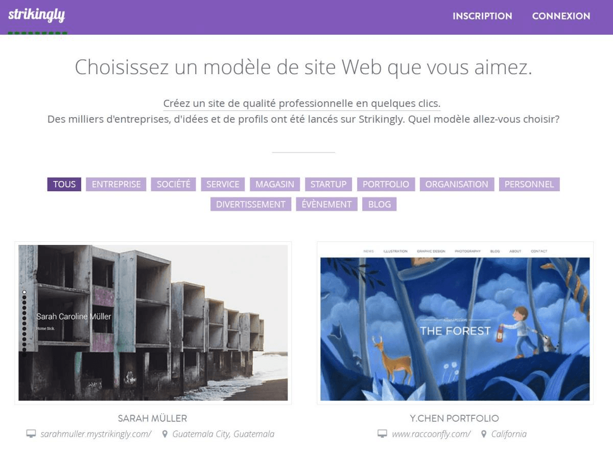 null Modèles de sites Strikingly